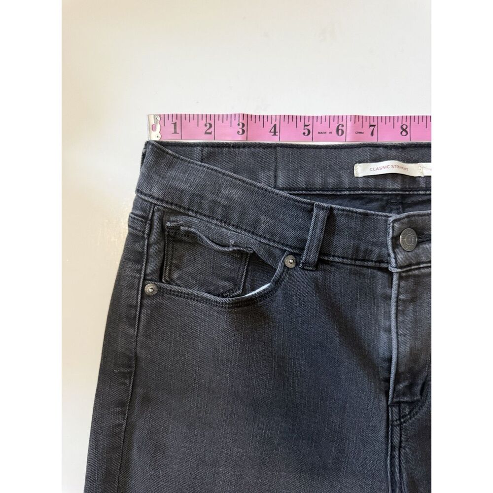 Levi's Classic Straight Jeans Charcoal Black Gray Stretch Denim High Rise 28/6 - Picture 8 of 15